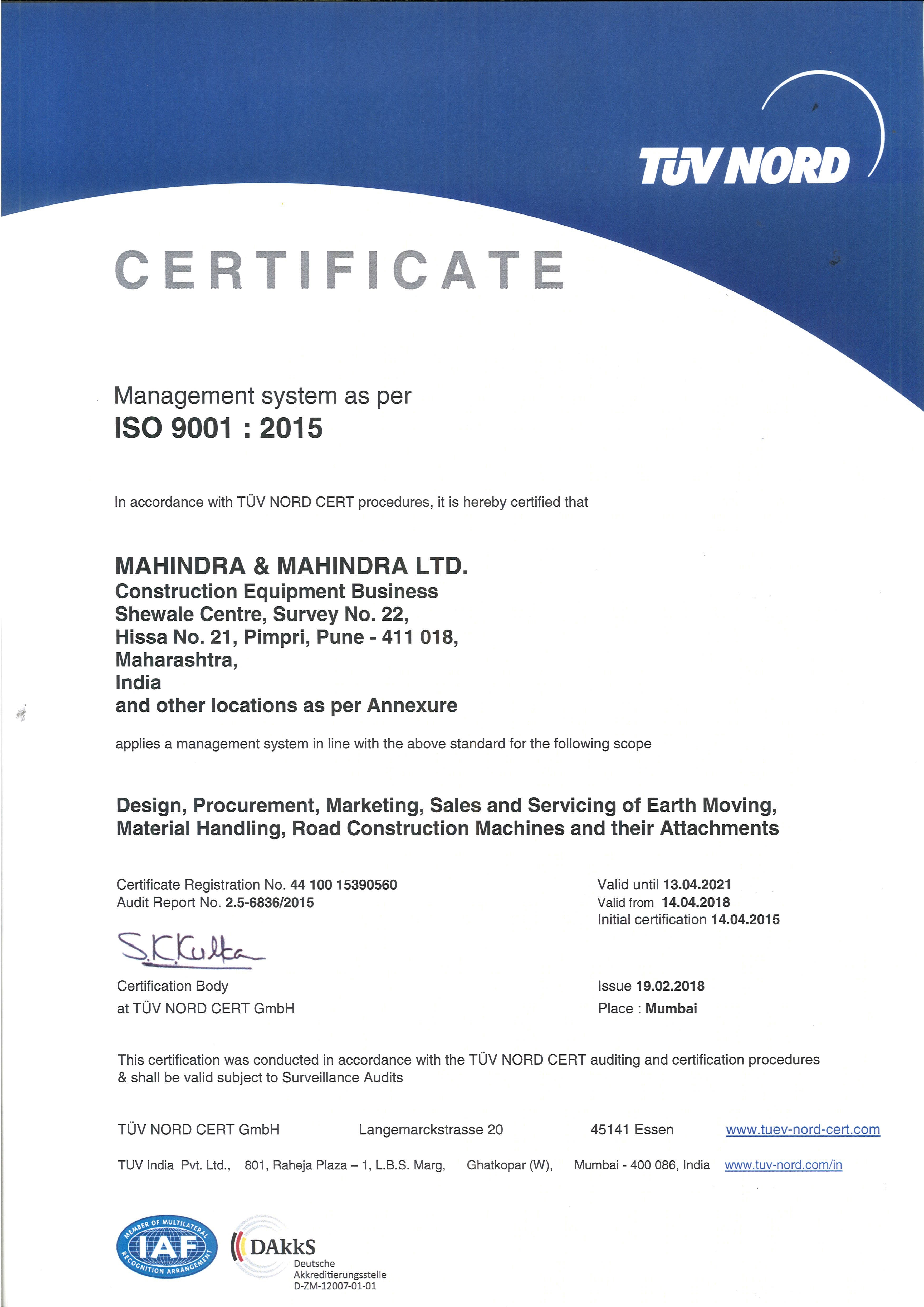 ISO Certificate